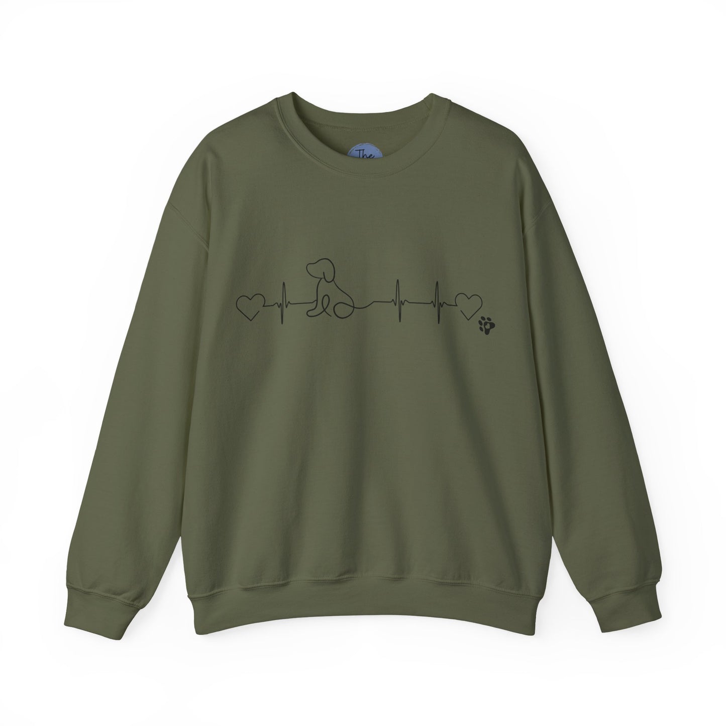 Dog Heartbeat Crewneck Sweatshirt — Minimal Paw Outline Pullover