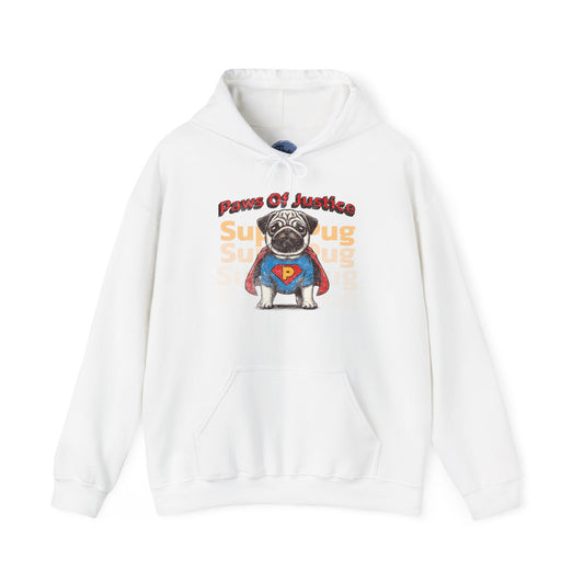 Paws of Justice Super Pug Hoodie, Funny Pet Sweatshirt, Dog Lover Gift, Cozy Animal Sweatshirt, Cute Hoodie for Pet Owners