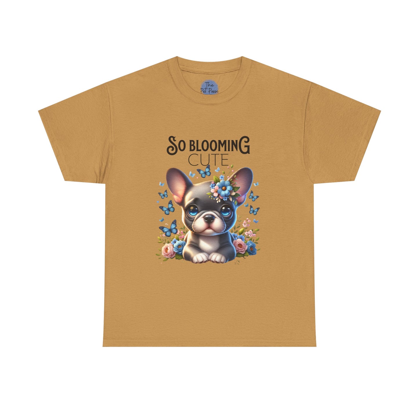 Cute Floral French Bulldog Tee, So Blooming Cute Dog Shirt, Unisex Heavy Cotton T-Shirt, Pet Lover Gift, Spring and Summer Outfit