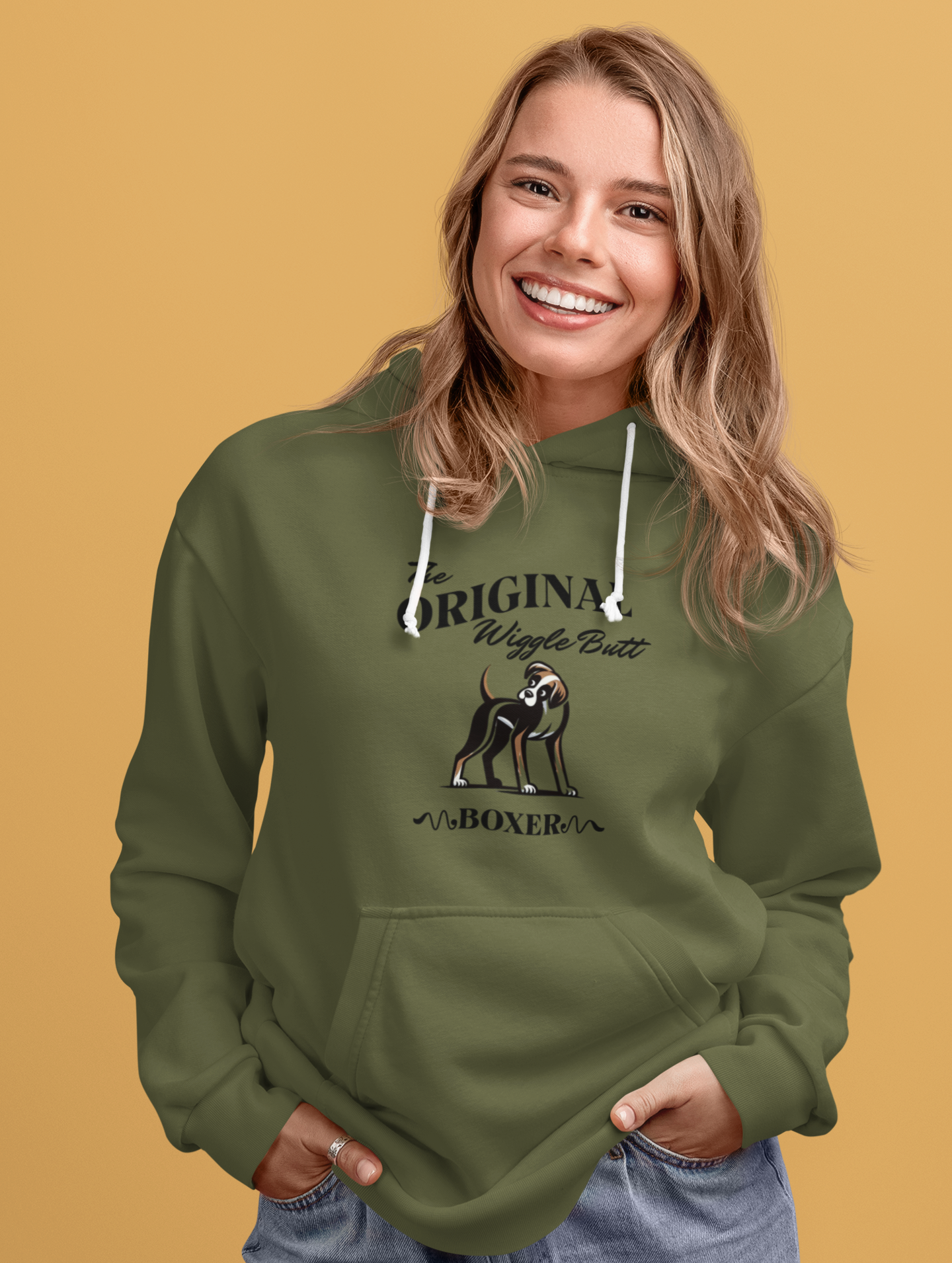 The Original Wiggle Butt                                                                   Boxer Dog Lover Hoodie, Funny Dog Sweatshirt, Pet Owner Gift, Original Boxer Apparel, Cozy Unisex Hoodie