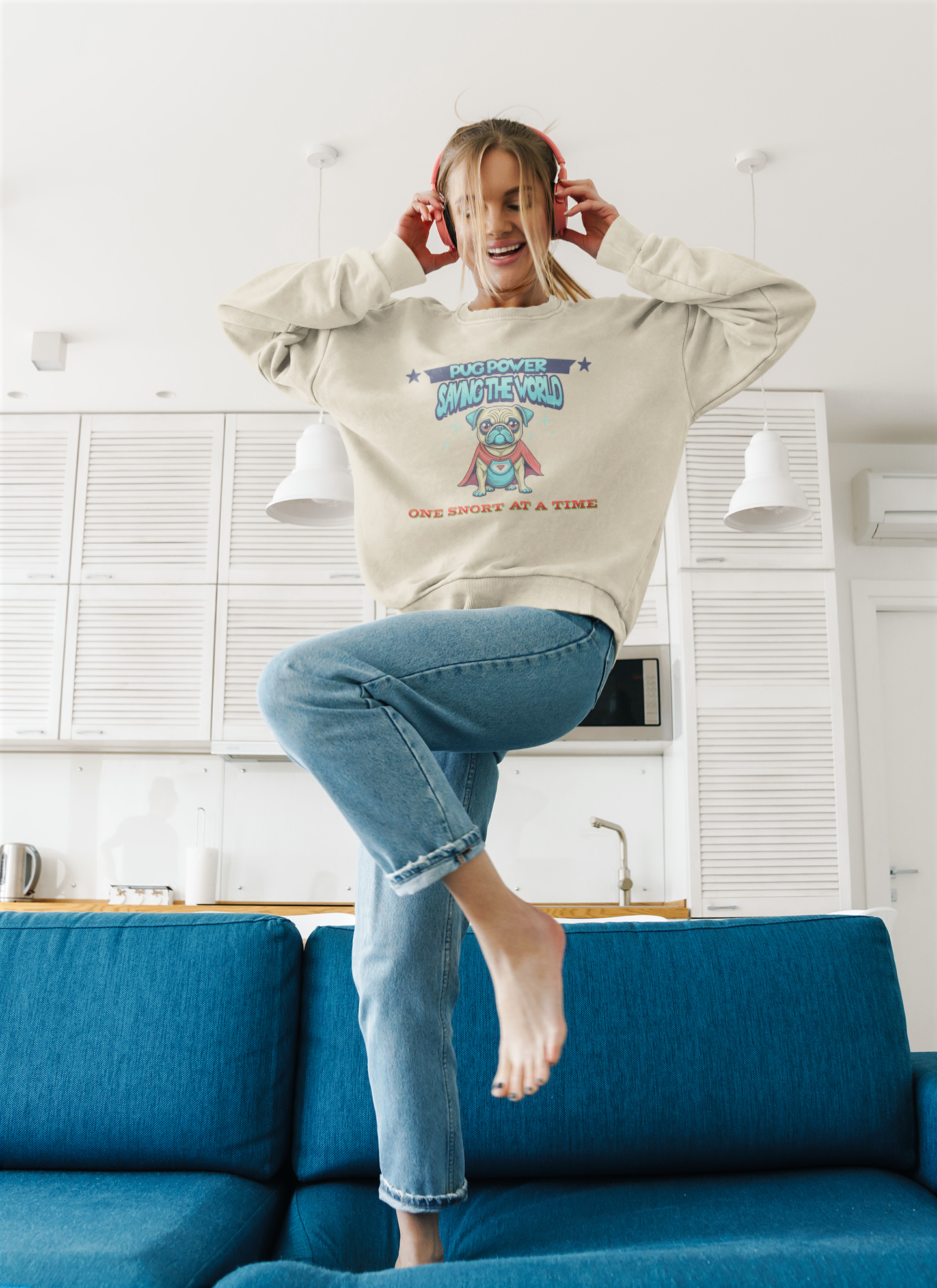 Cute Dog-Themed Sweatshirt for Pet Lovers, Pug Power, Gift for Dog Owners, Fun Sweatshirt for All Seasons, Ideal [...]