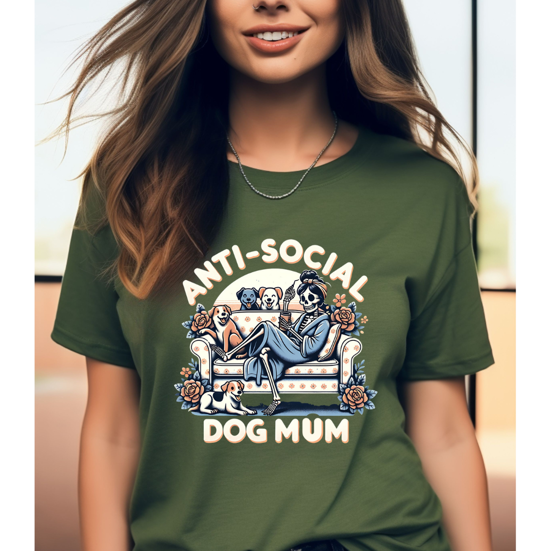 Anti-Social Dog Mum Tee | Funny Graphic T-Shirt for Dog Lovers, Pet Owners, Gifts for Pet Mums, Casual Wear, Dog-Themed Apparel