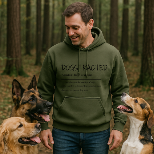 Dogstracted for those who cant concentrate around those loveable fur balls. Dog Lover's Cozy Hooded Sweatshirt, Perfect Gift for Pet Owners, Casual Wear, Dog-Themed Apparel, Birthday & Holiday Present
