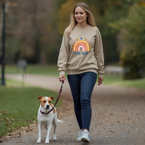 Rainbow Retro Dog Mum Sweatshirt | Cozy Gift for Pet Owners, Animal Lovers, Birthday, Mother’s Day, Everyday Wear