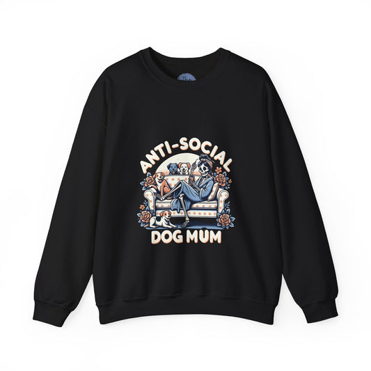 Anti-Social Dog Mum Crewneck Sweatshirt, Cozy Gift for Introverts, Comfortable Casual Wear, Perfect for Holidays, Everyday Style