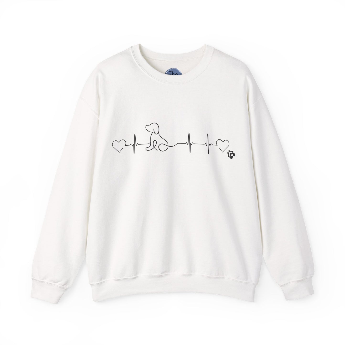 Dog Heartbeat Crewneck Sweatshirt — Minimal Paw Outline Pullover