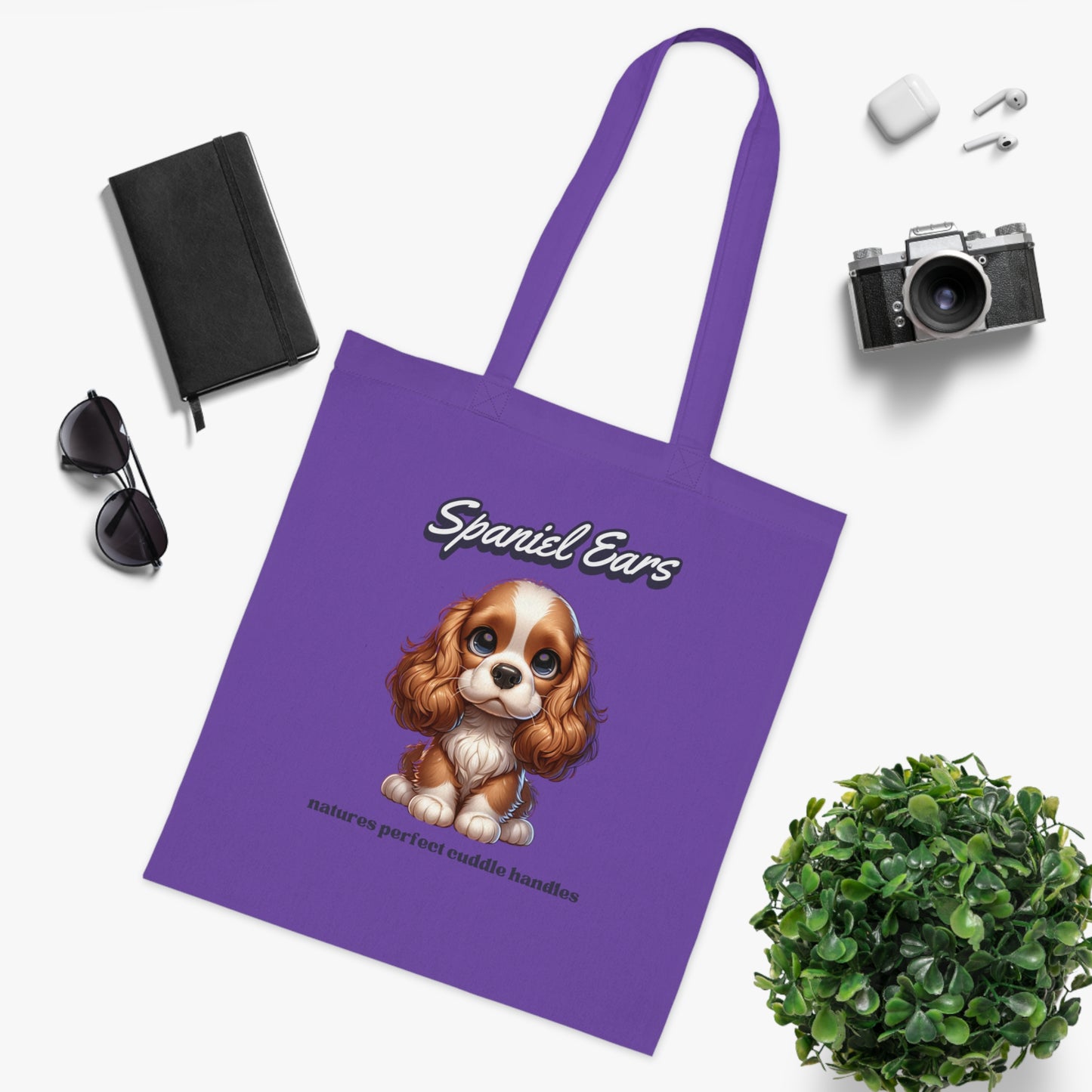 Cute Spaniel Ears Cotton Tote Bag, Dog Lover Gift, Eco-Friendly Shopping Bag, Pet Owner Essentials, Adorable Animal Art