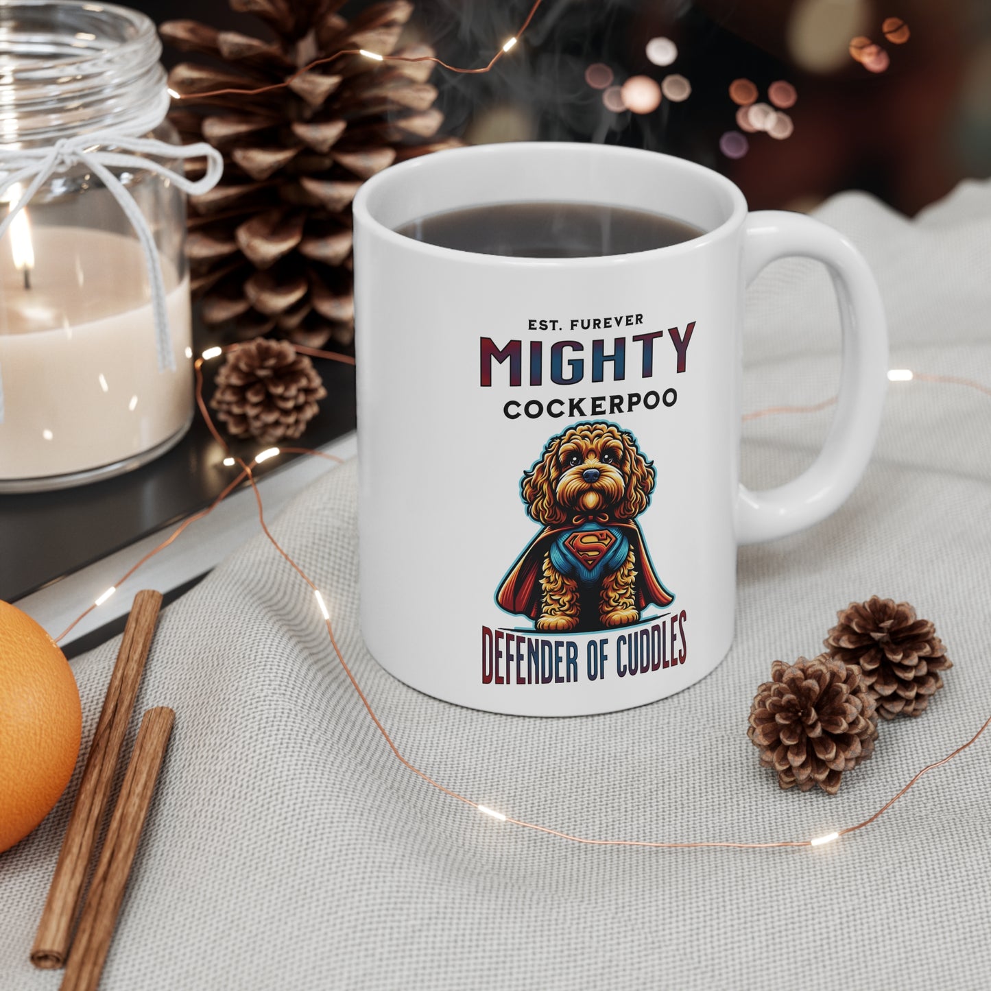Mighty Cockerpoo Mug - Defender of Cuddles, Dog Lover Gift, Pet Owner Coffee Cup, Cute Puppers Mug, Animal Lover Present
