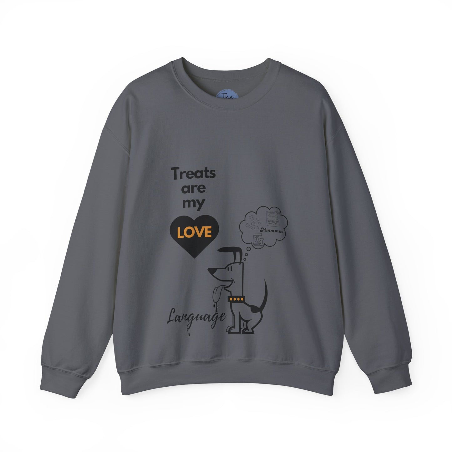 Treats Are My Love Language Crewneck Sweatshirt — Cute Dog Graphic Pullover