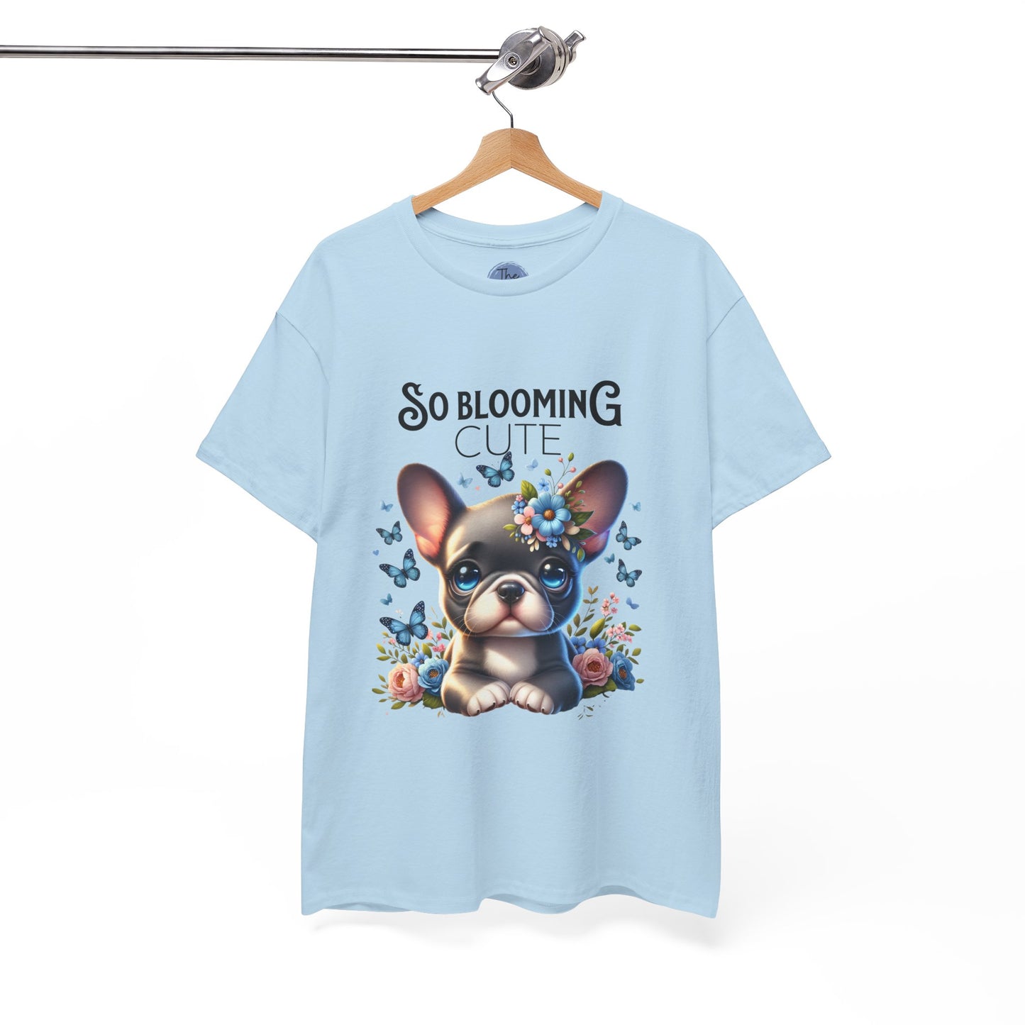 Cute Floral French Bulldog Tee, So Blooming Cute Dog Shirt, Unisex Heavy Cotton T-Shirt, Pet Lover Gift, Spring and Summer Outfit