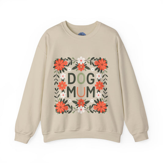 Dog Mum Floral Crewneck Sweatshirt, Cute Gift for Dog Lovers, Pet Owner Apparel, Cozy Sweatshirt, Animal Lover Fashion, Mother's Day Gift
