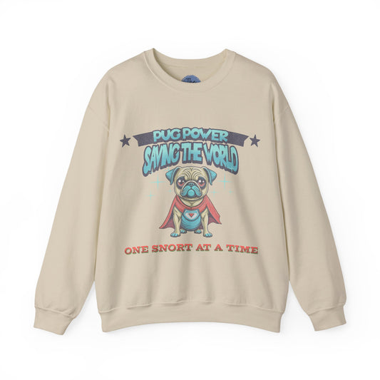 Cute Dog-Themed Sweatshirt for Pet Lovers, Pug Power, Gift for Dog Owners, Fun Sweatshirt for All Seasons, Ideal [...]