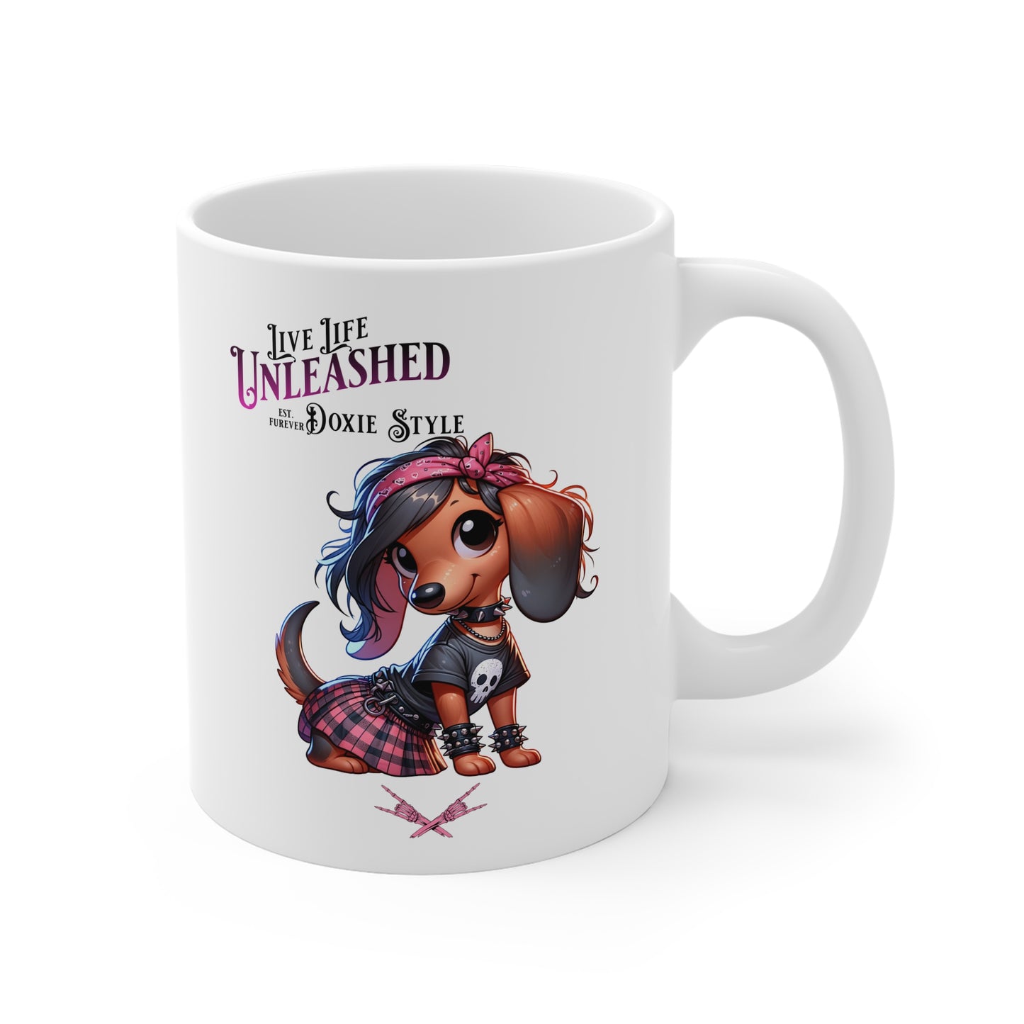 Doxie Style - Cute Dog-Themed Mug, Live Life Unleashed Coffee Cup, Gifts for Dog Lovers, Fun Pet Owner Present, Animal Lover's Mug