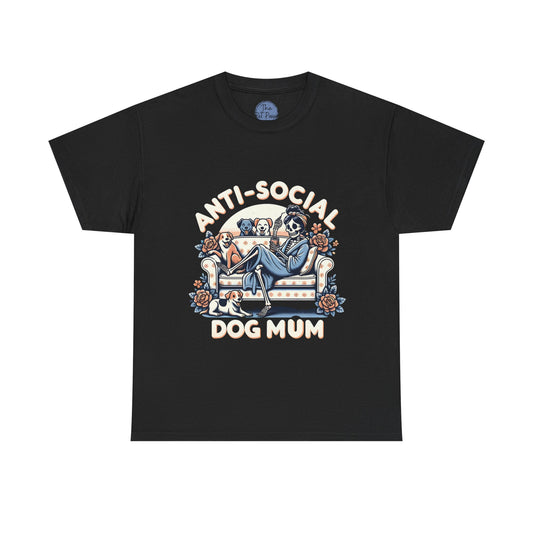 Anti-Social Dog Mum Tee | Funny Graphic T-Shirt for Dog Lovers, Pet Owners, Gifts for Pet Mums, Casual Wear, Dog-Themed Apparel
