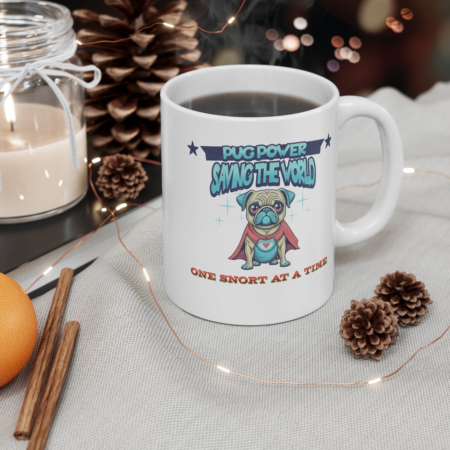 Pug Power Mug: Say It with Love, Coffee Lover Gift, Dog Lover Mug, Cute Dog Mug, Funny Gift for Pug Owners