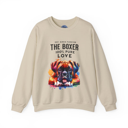 100% Love - Boxer Dog - Crewneck Sweatshirt