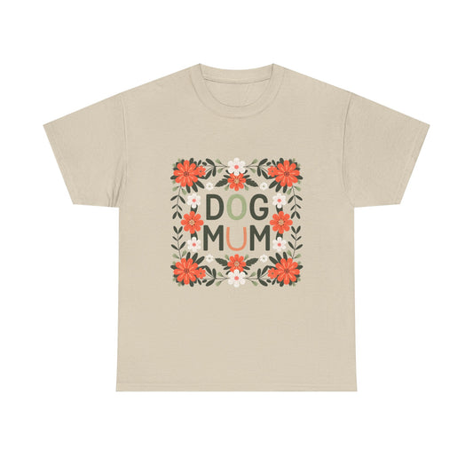 Dog Mum Floral Tee, Gift for Dog Moms, Comfortable T-Shirt, Pet Lover Apparel, Mother's Day Gift, Casual Wear