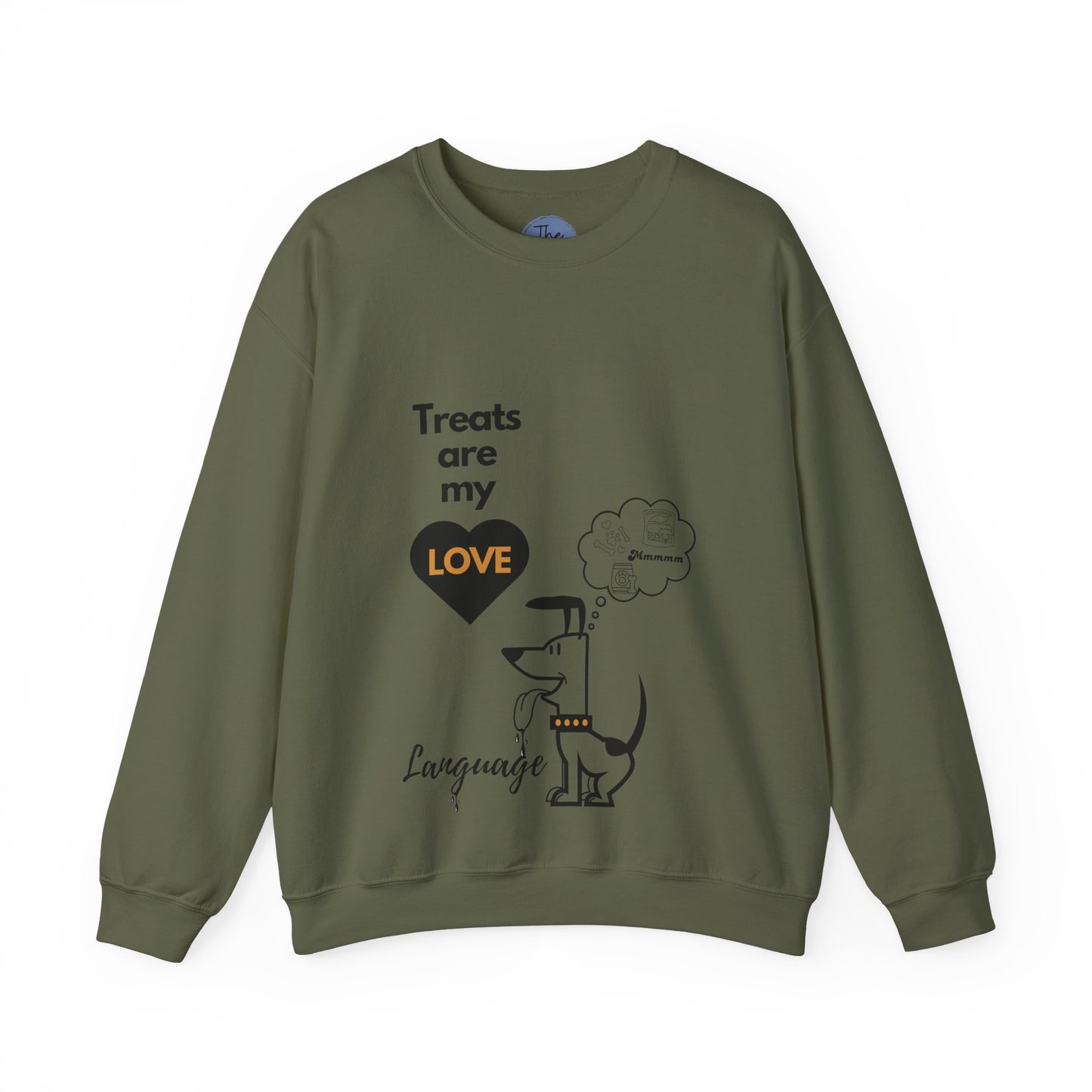 Treats Are My Love Language Crewneck Sweatshirt — Cute Dog Graphic Pullover