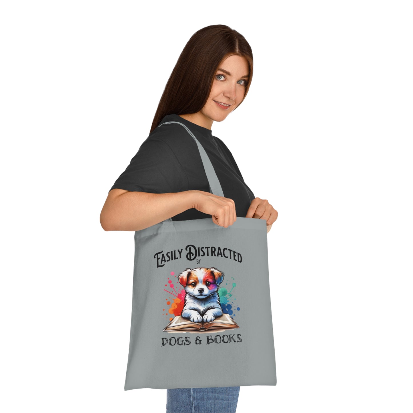 Easily Distracted by Dogs & Books Cotton Tote