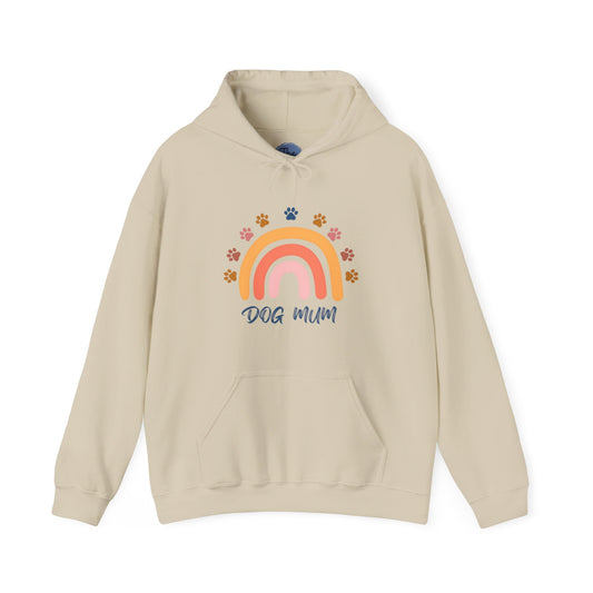 Dog Mum Retro Rainbow Hoodie, Pet Lover Sweatshirt, Gift for Dog Owners, Cute Dog Mom Apparel, Cozy Dog Owner Hoodie, Women’s Unisex Sweatshirt